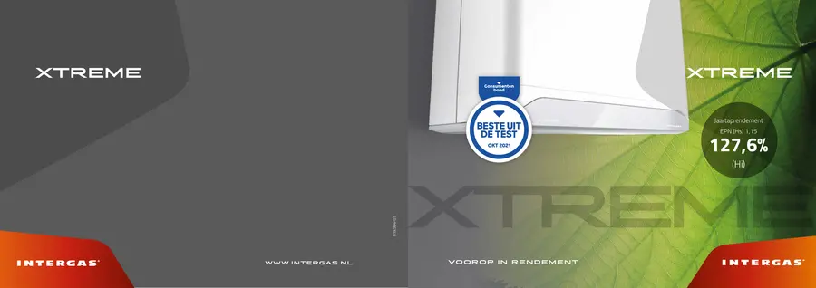 Voorbeeld van de omslag van de Intergas Xtreme-brochure
