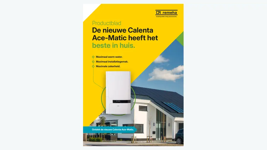 Voorbeeld van de omslag van de Remeha Calenta Ace-Matic-productblad